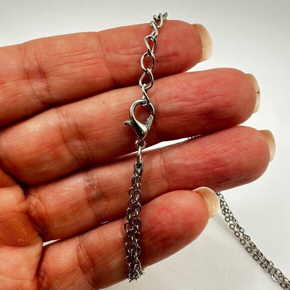 16" Clear and gray faceted crystal beads with rhinestone accent necklace! - Picture 5 of 10